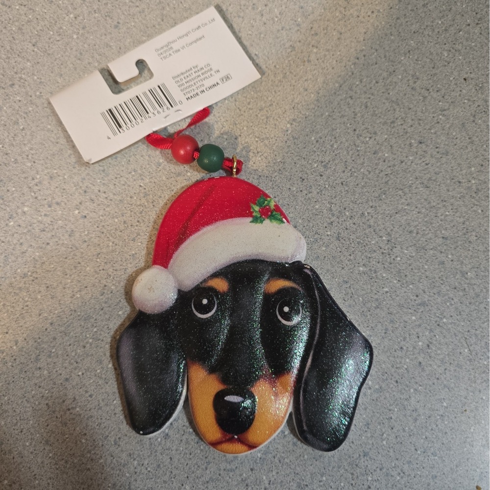 Dachshund Head Christmas Ornament Mini Doxie Weinerdog